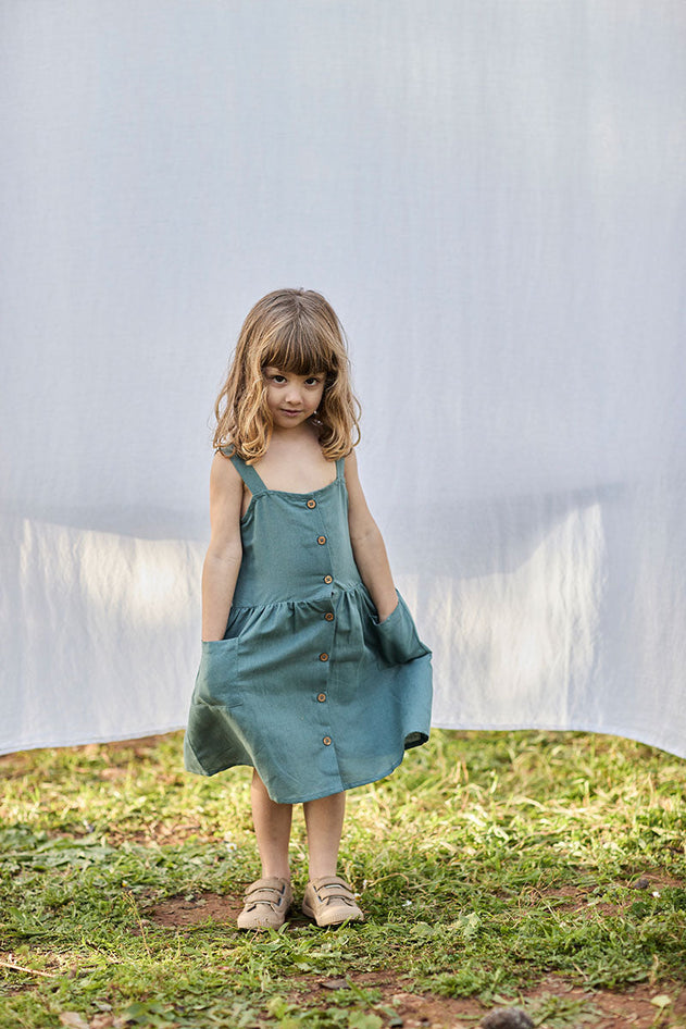 Kids' Cross Back Dress Aquamarine Blue