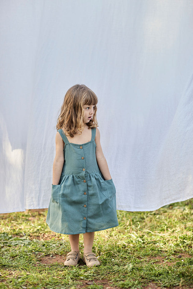 Kids' Cross Back Dress Aquamarine Blue