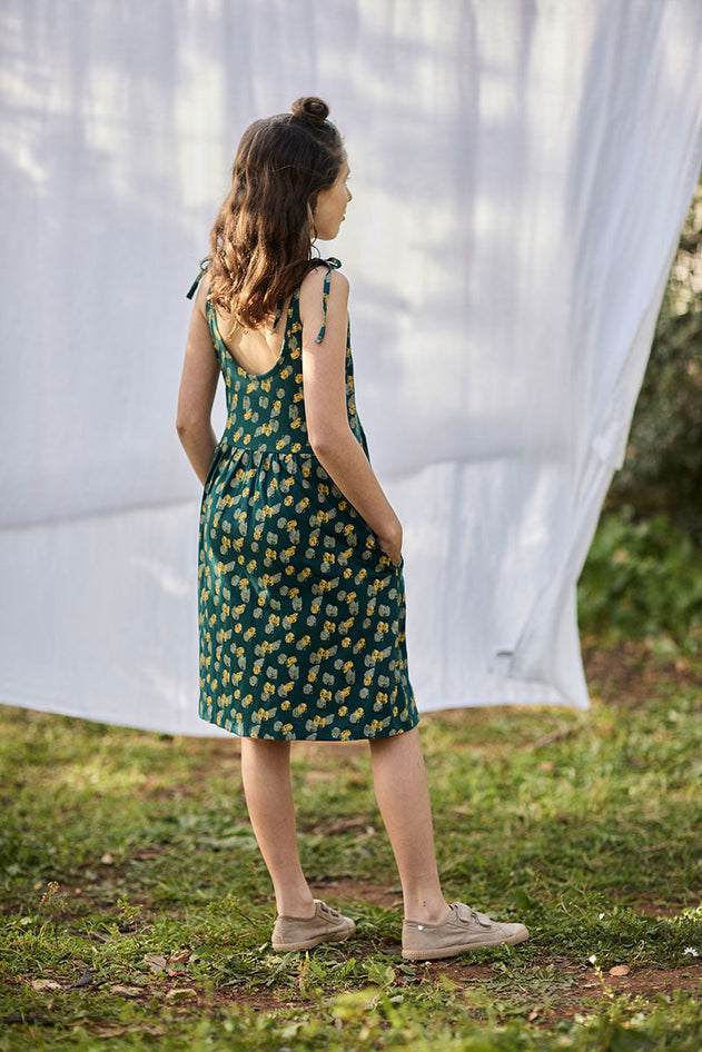 Kids' Strappy Tie Dress Footprints Blue/Green