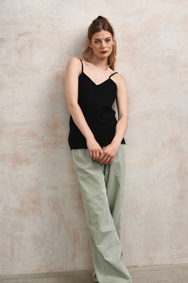Fleur Organic Linen Cotton Camisole Black