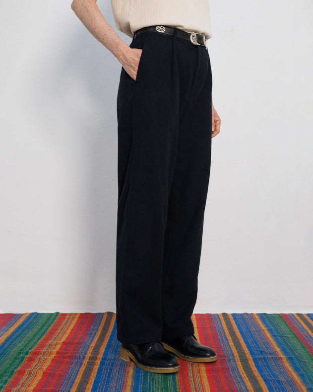 High-Waist Flannel Pants True Black