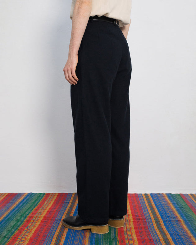 High-Waist Flannel Pants True Black