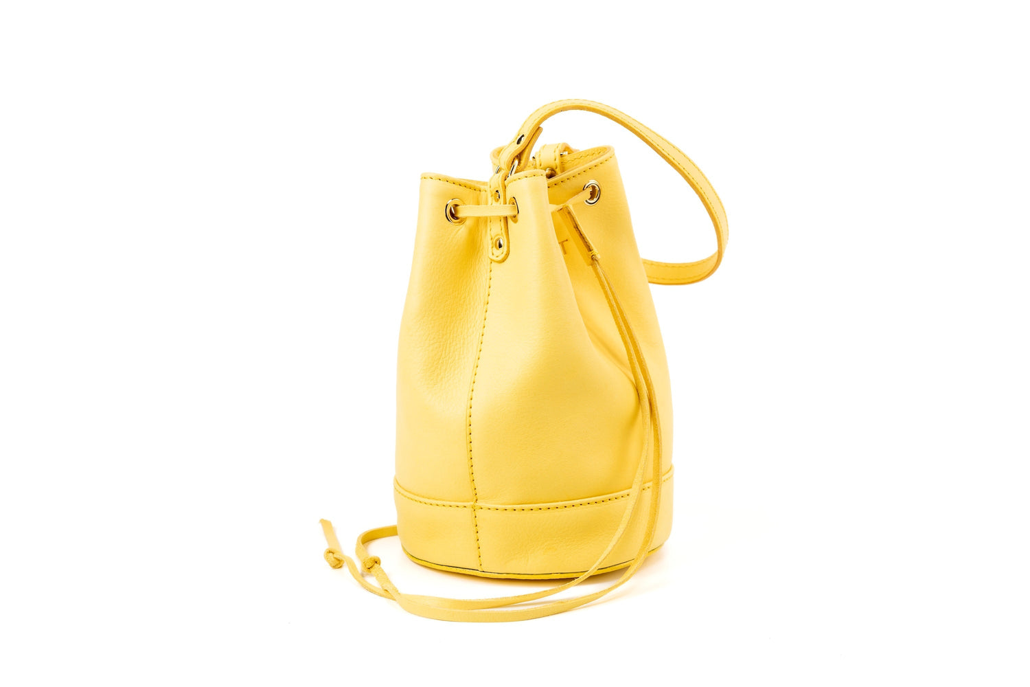 Leather Bucket Bag Chelsea Collection Yellow