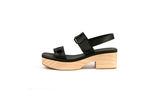 Full Moon Wedge Sandal Black
