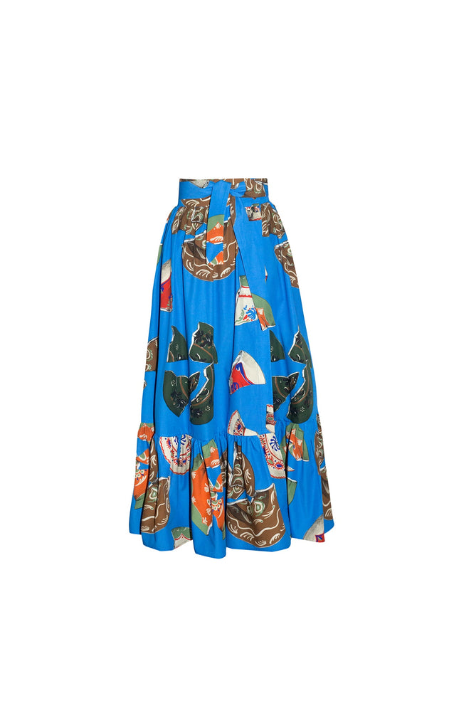 Hadik Ruffled Wrap Skirt Plates Blue