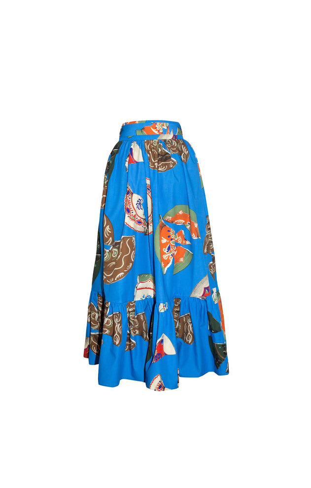 Hadik Ruffled Wrap Skirt Plates Blue