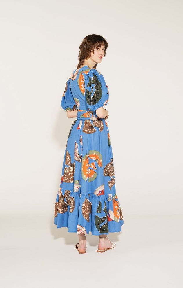 Hadik Ruffled Wrap Skirt Plates Blue