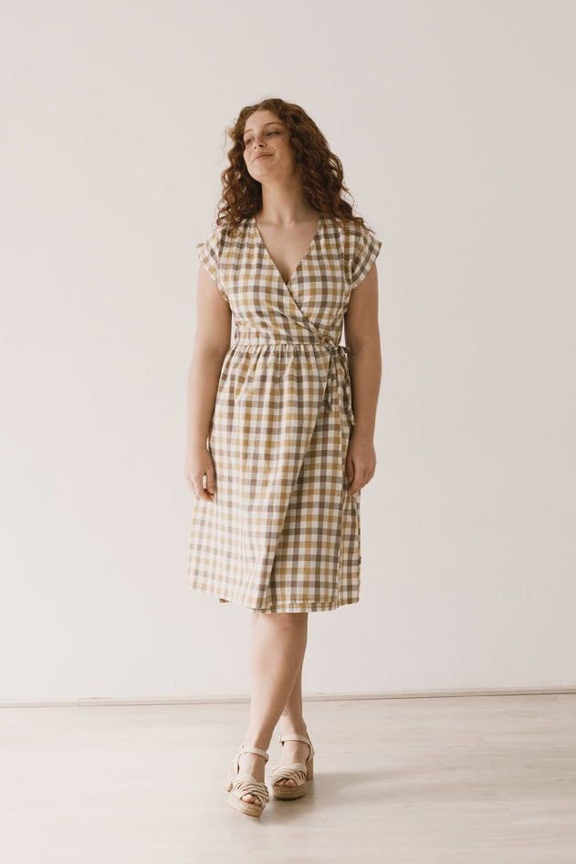 Hira Wrap Midi Dress Vichy