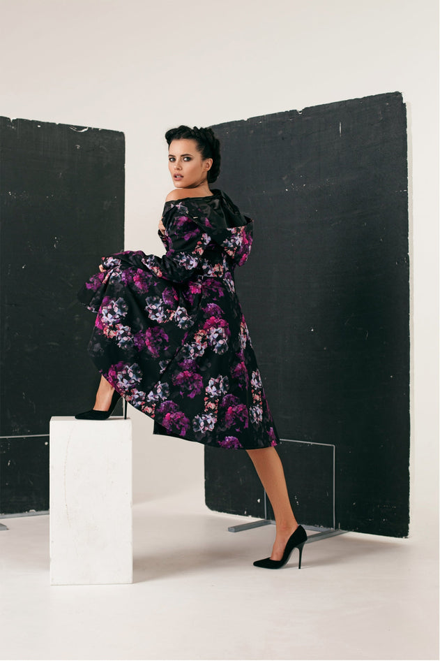 Fit and Flare Raincoat with A-Line Hem Black Hortense