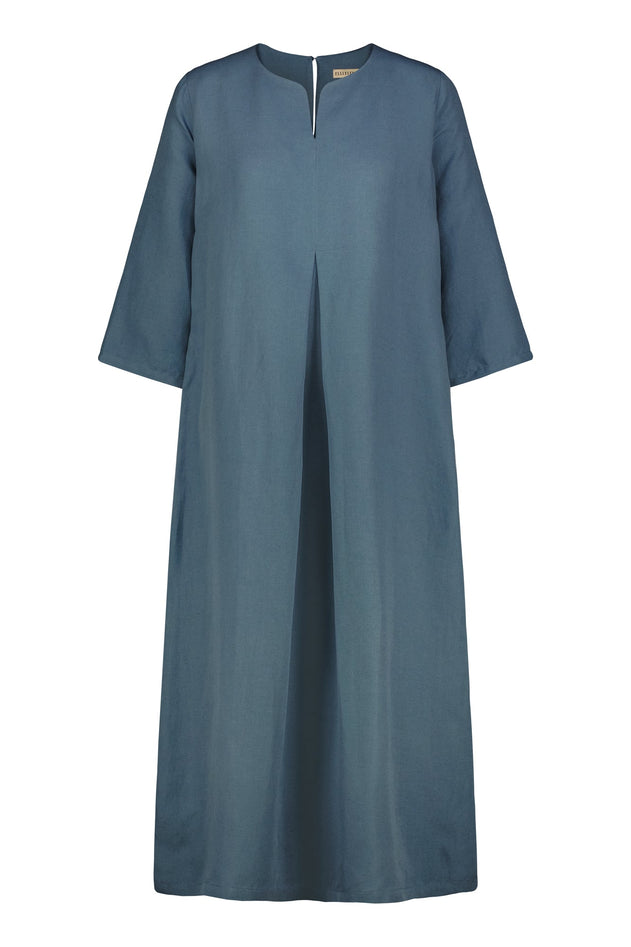 Hyppeis Linen Blend Dress Sea Blue