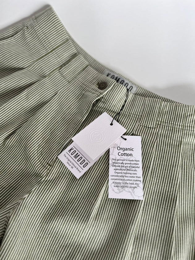 Lola Organic Cotton Trousers Green Stripe