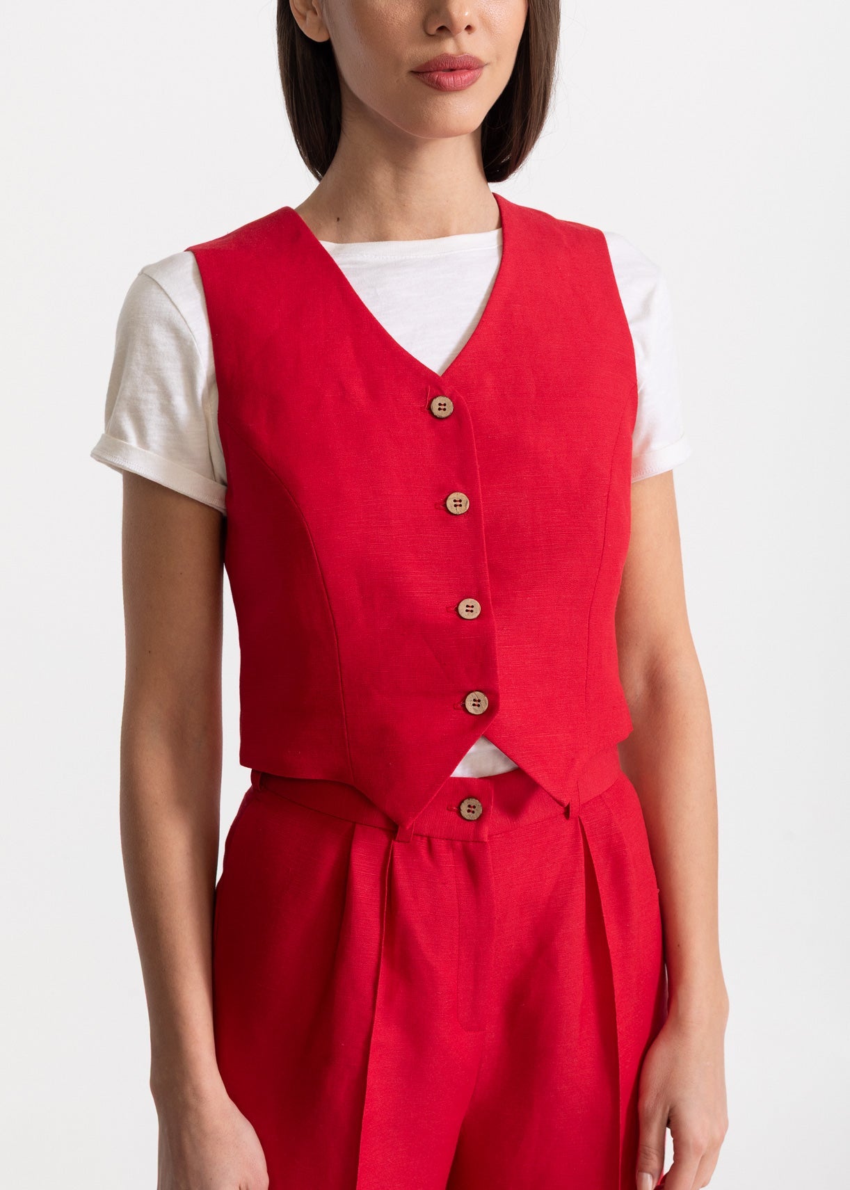 Women's Figa Linen Waistcoat Red