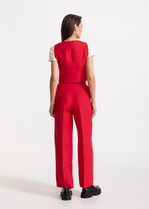 Women's Figa Linen Waistcoat Red
