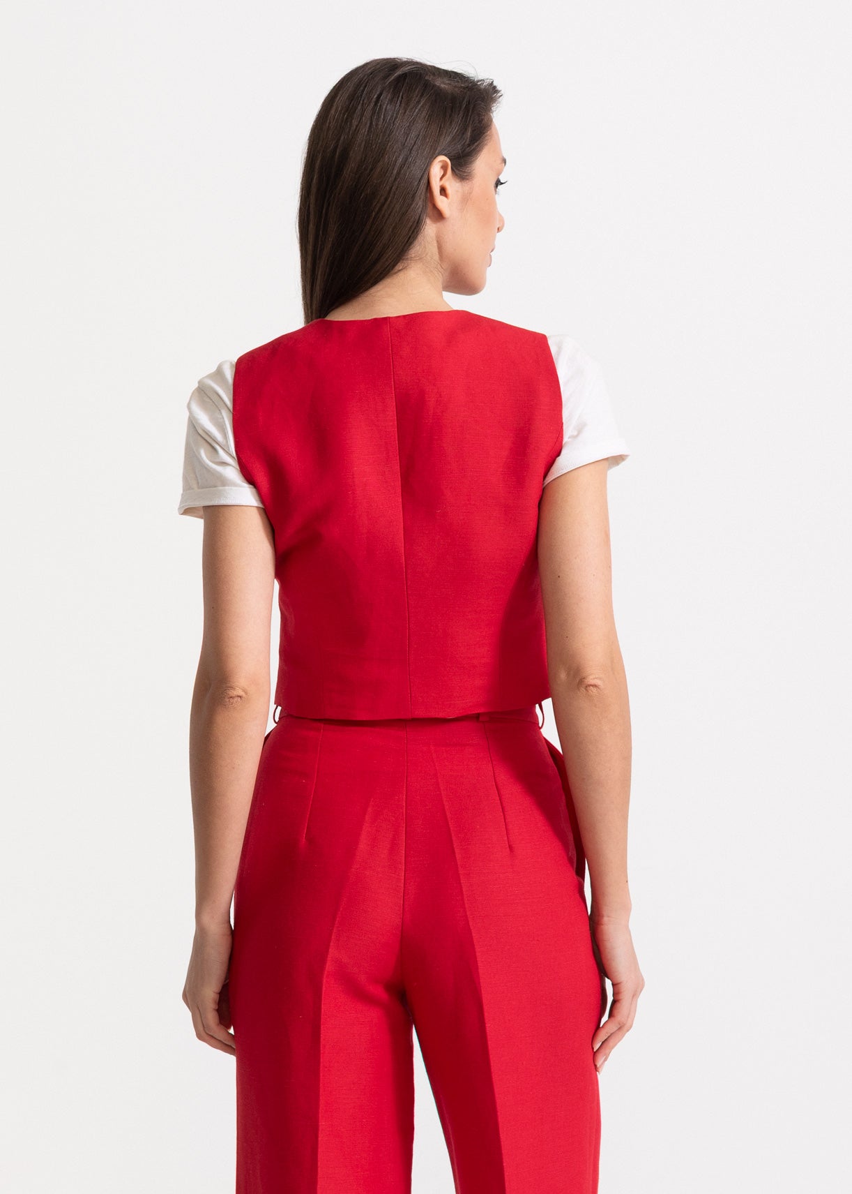 Women's Figa Linen Waistcoat Red