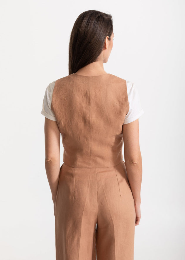Women's Figa Linen Waistcoat Cappuccino
