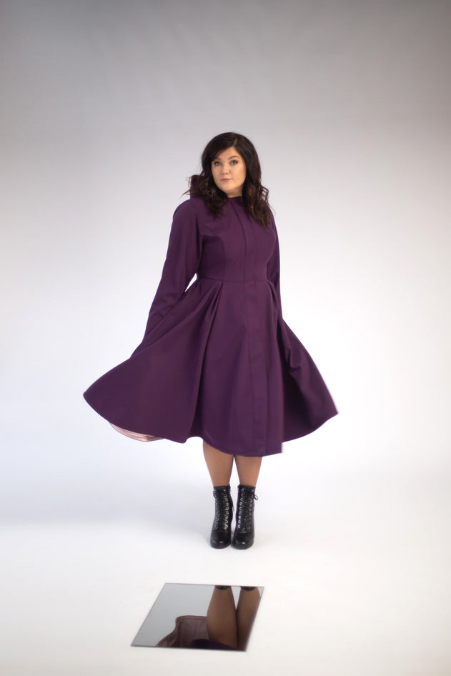 Fit and Flare Raincoat with Pleated Hem Ruby Purple