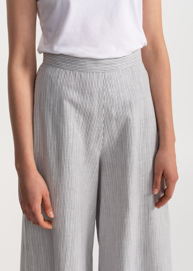 Women's Palazzo Cotton Pants Grey Stripes