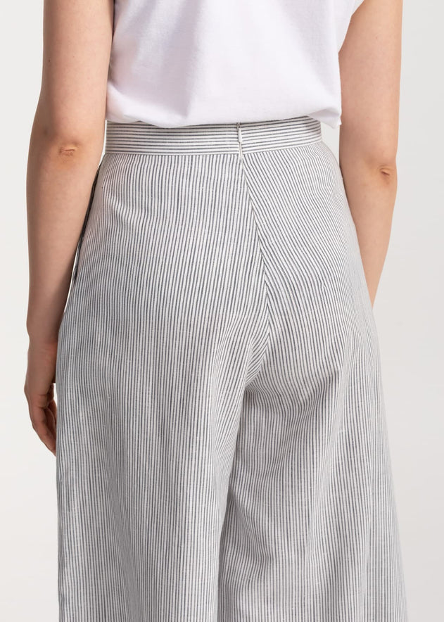 Women's Palazzo Cotton Pants Grey Stripes