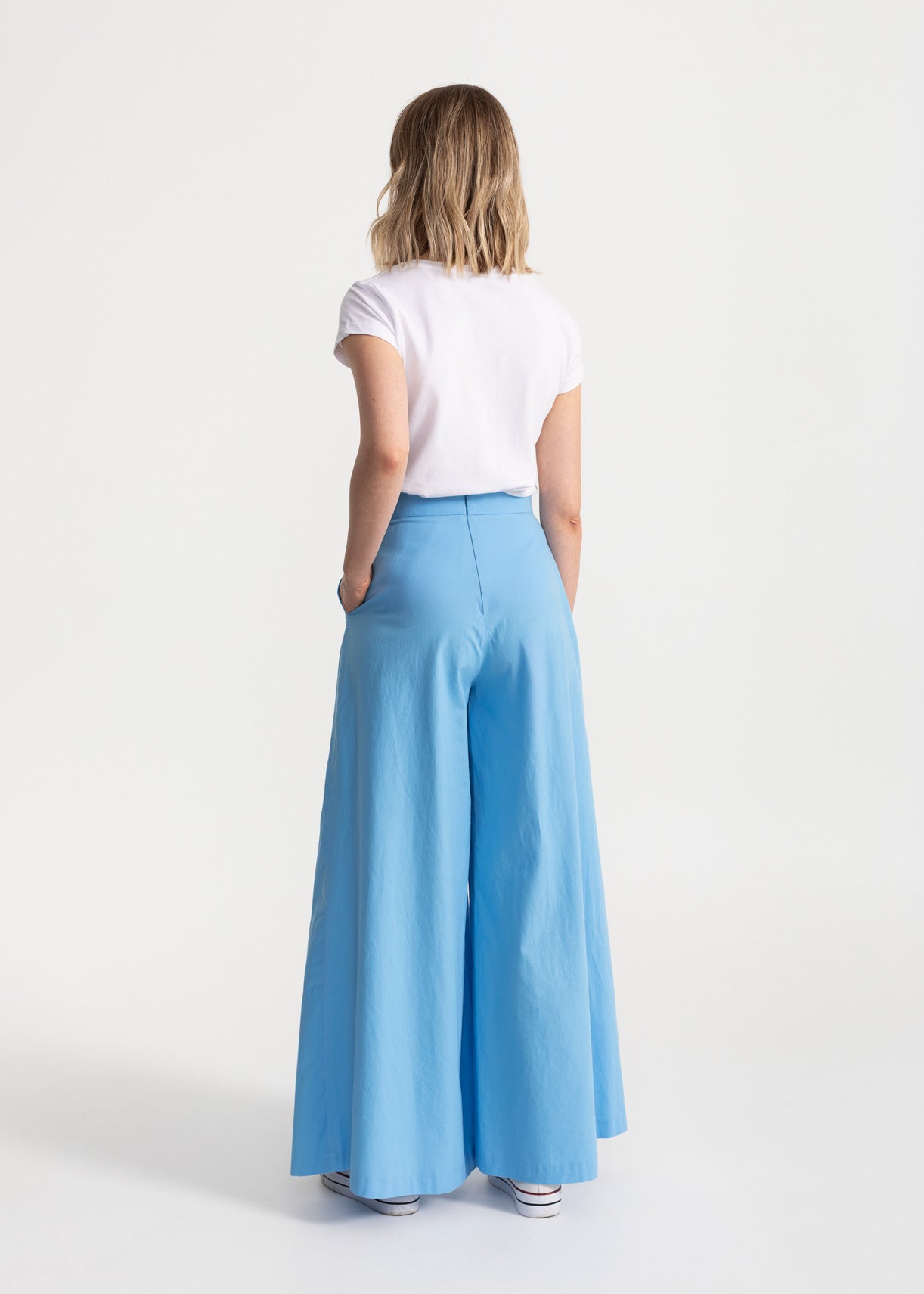 Women's Palazzo Cotton Pants Mediterranean Blue