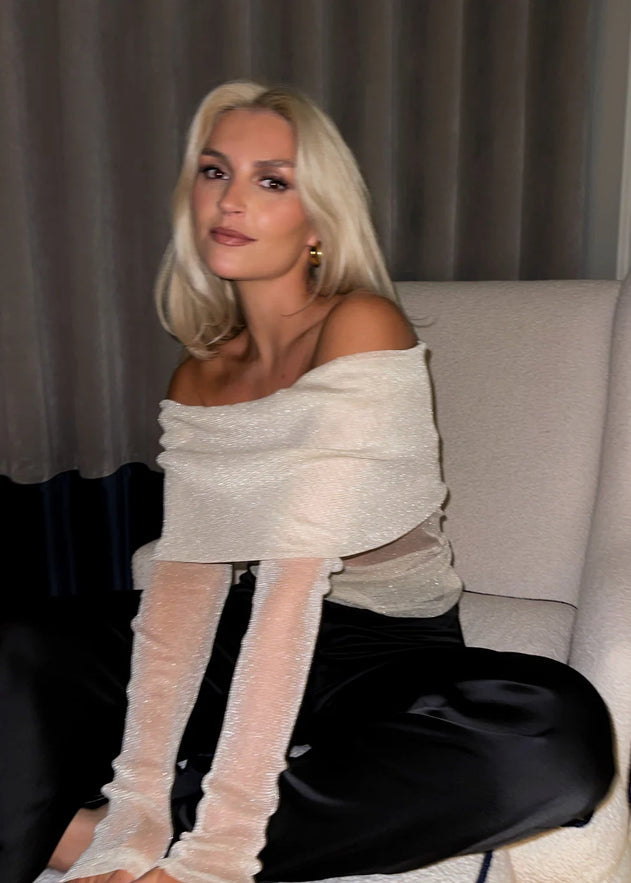 Bardot Kimaltava Paita Kultaisen Beige