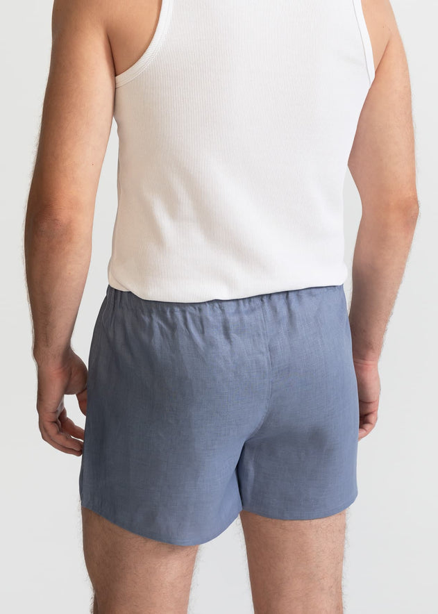 The Linen Boxer Shorts Dusty Blue