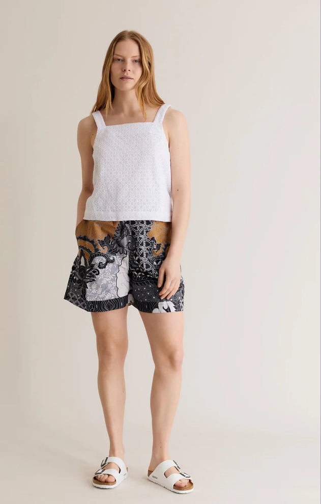 Maya Cotton Shorts Batik Print Blue