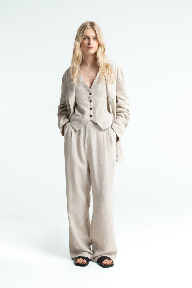Lucia Linen Top Beige