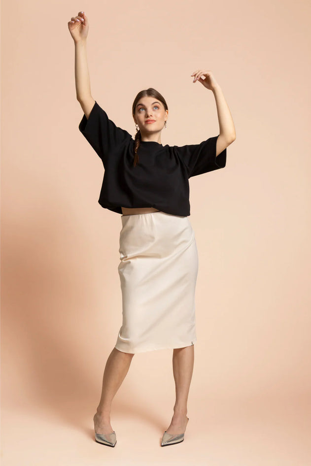 Comfy Pencil Skirt Ivory