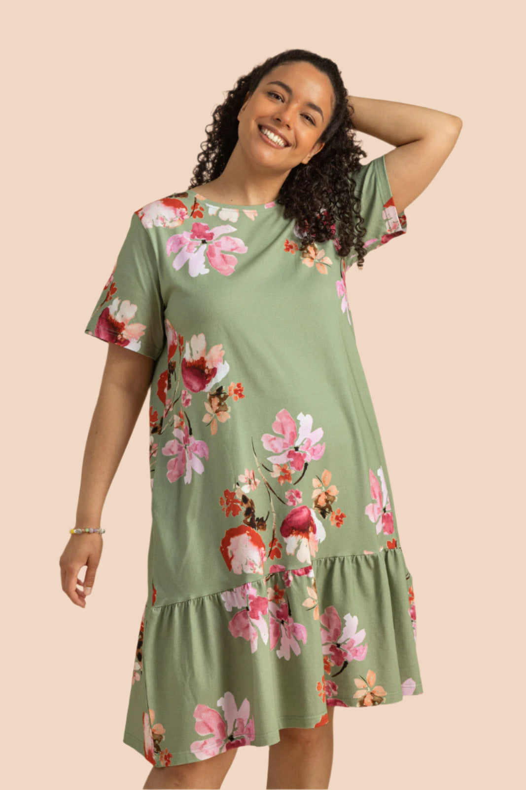 Ruffle T-shirt Dress Cherry Blossom