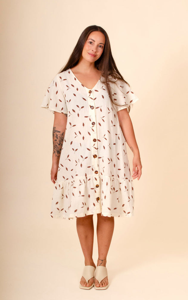 Frill Button Dress Wind