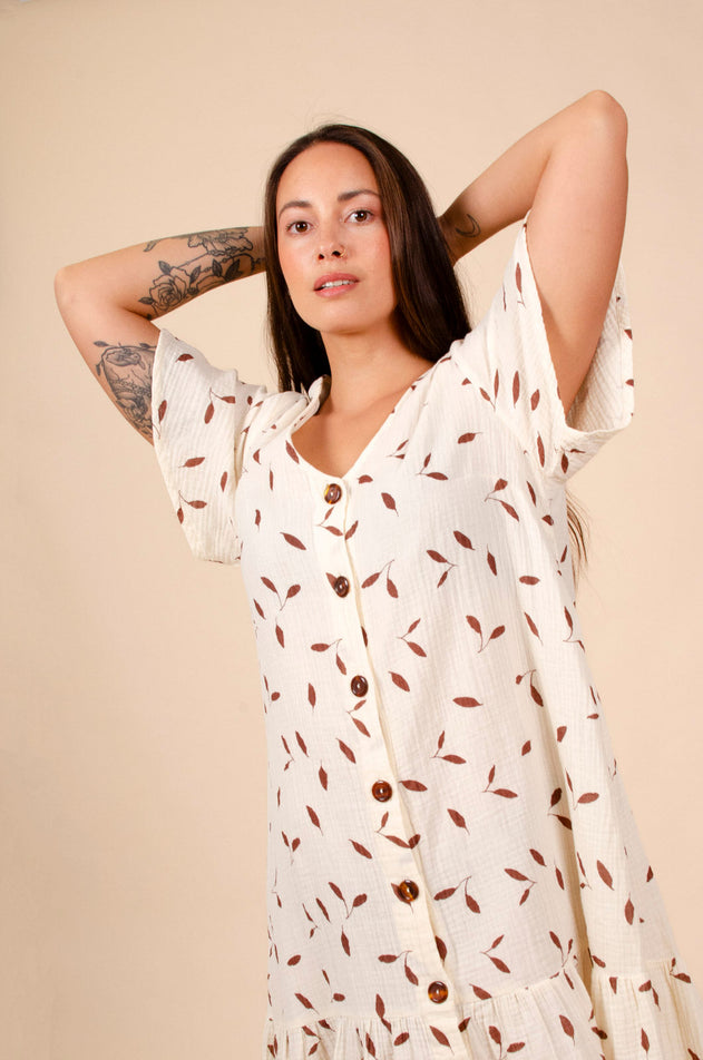 Frill Button Dress Wind