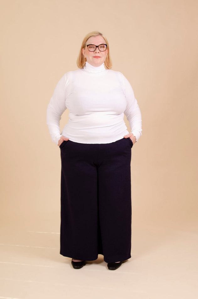 Rib Rollneck Long Sleeve White