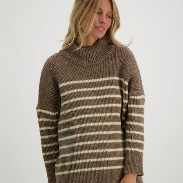 Katrine Turtleneck Striped Beige