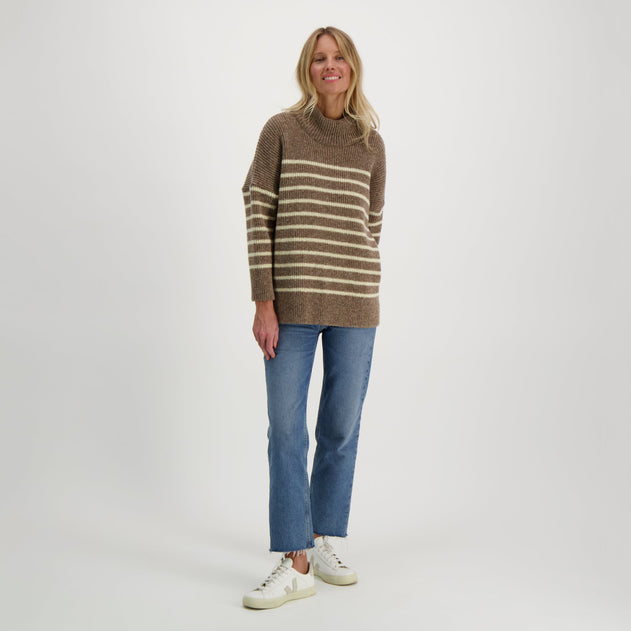 Katrine Turtleneck Striped Beige