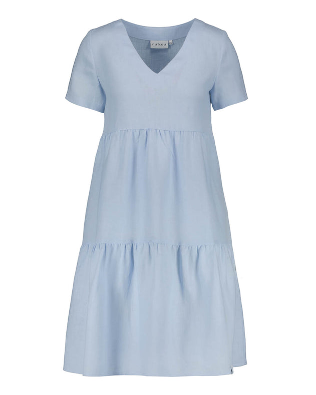 Linen Layer Dress Sky Blue - IVALO.COM