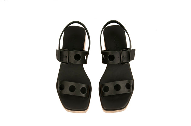 Full Moon Wedge Sandal Black