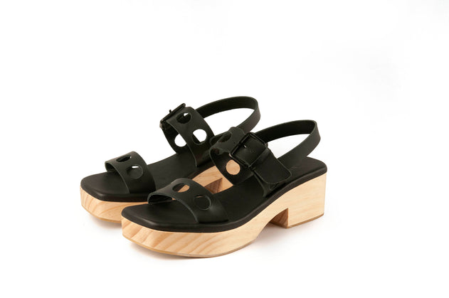 Full Moon Wedge Sandal Black