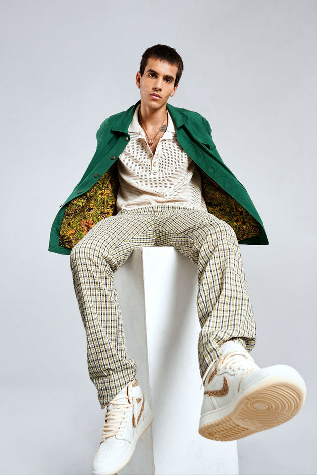 Landon Cotton Jacket Striped Green