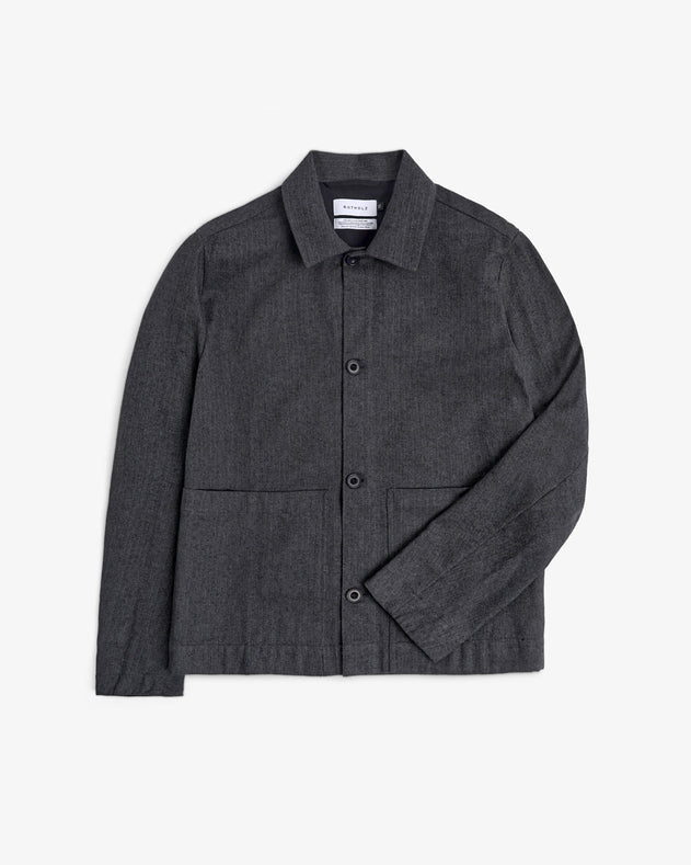 Light Overhjacket Organic Cotton Herringbone Grey