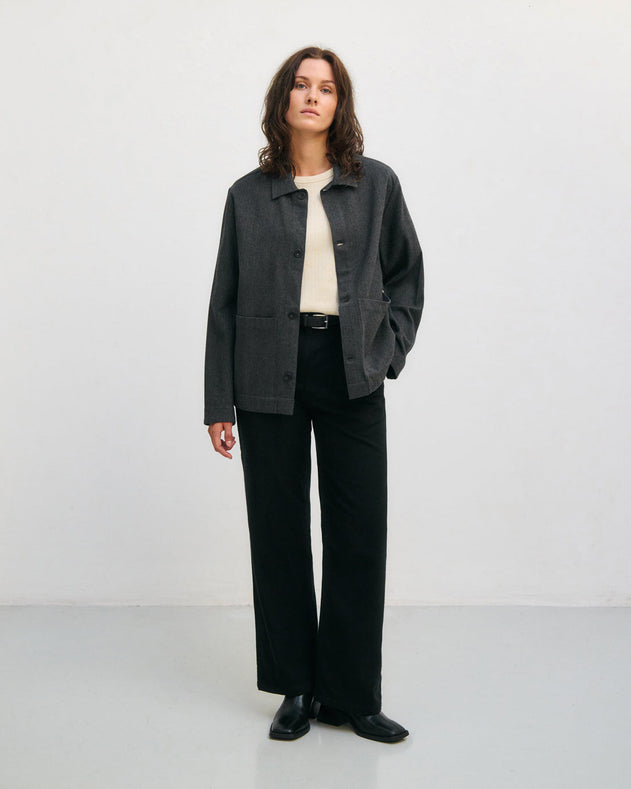 Light Overhjacket Organic Cotton Herringbone Grey