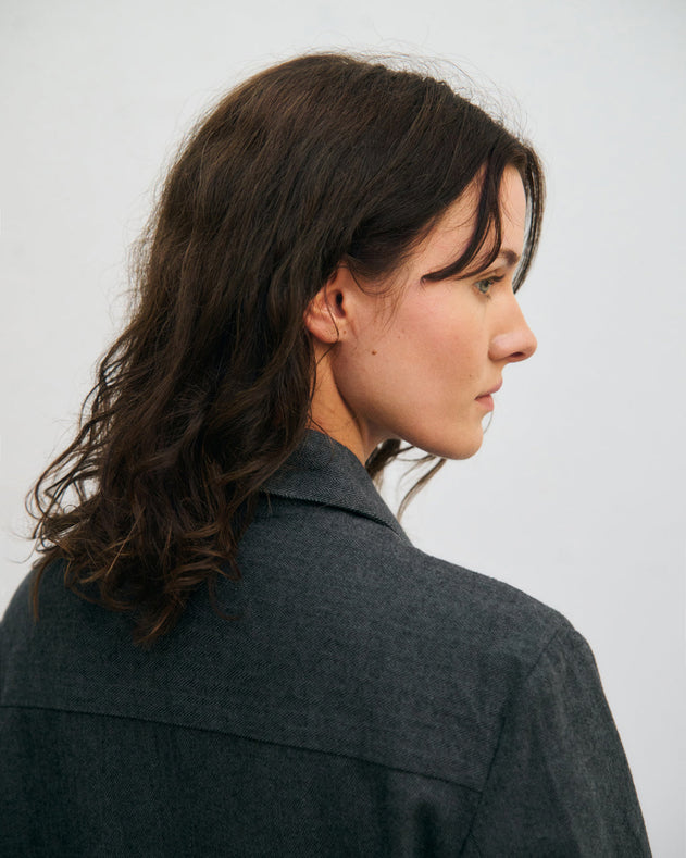 Light Overhjacket Organic Cotton Herringbone Grey