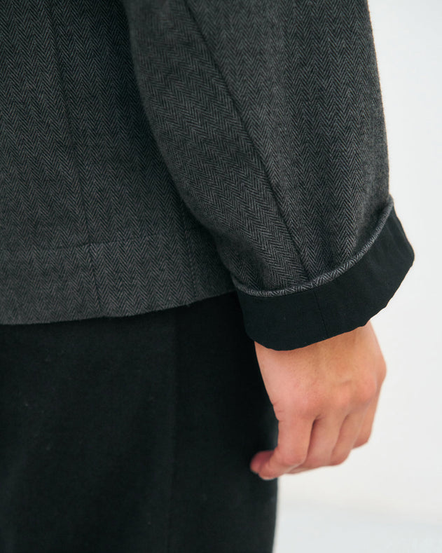 Light Overhjacket Organic Cotton Herringbone Grey