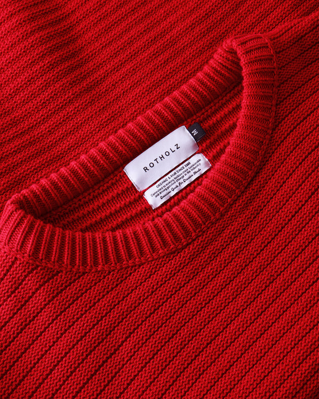 Loose Knit Sweatshirt Organic Cotton Washed Burgundy