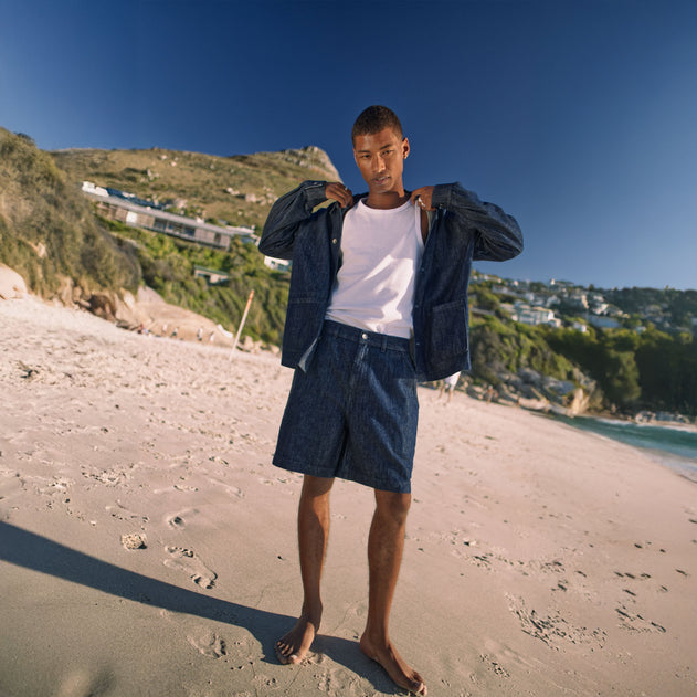 Shorty Lightweight Hemp Blend Denim Shorts Raw Blue