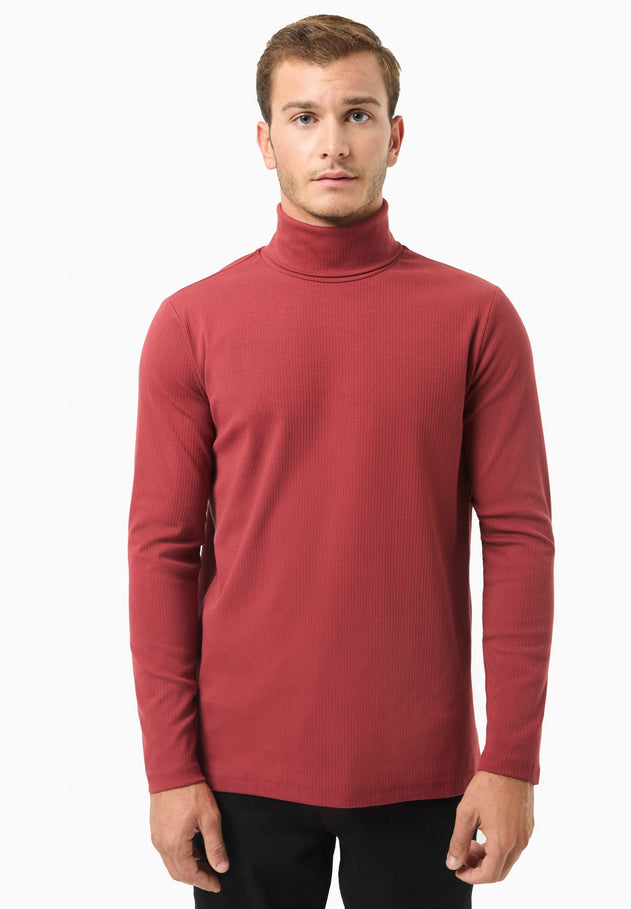 Men's Organic Cotton Turtleneck Shirt Merlot