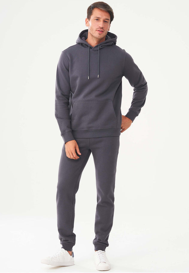 Men's Organic Cotton Hoodie With Kangaroo Pocket Asphalt