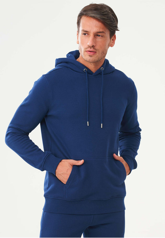 Men's Organic Cotton Hoodie With Kangaroo Pocket Navy