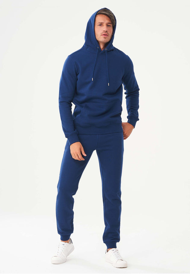 Men's Organic Cotton Hoodie With Kangaroo Pocket Navy
