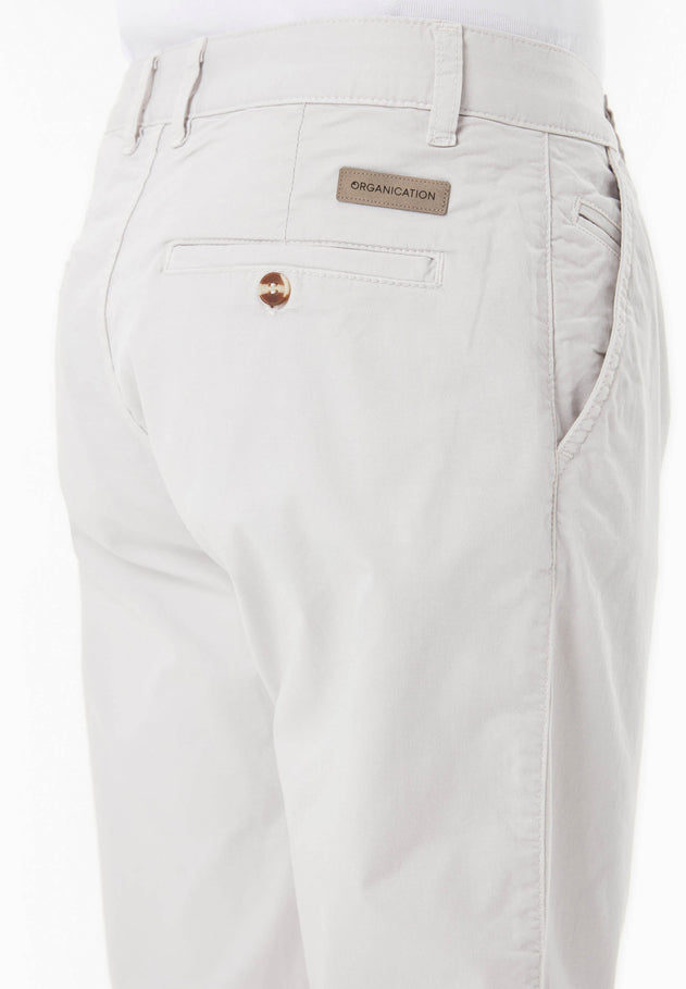 Men's Slim-Fit Organic Cotton Trousers Light Grey