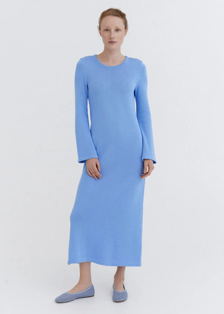 Knitted Cotton Maxi Dress Sky